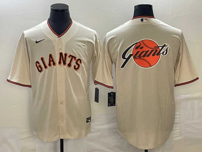 Men%27s San Francisco Giants Cream Team Big Logo Cool Base Stitched Baseball Jersey